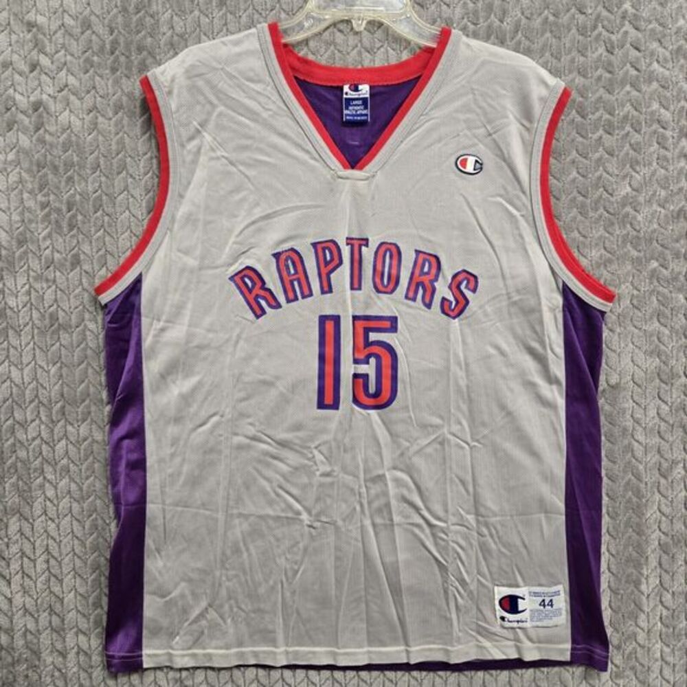 Vtg NBA Toronto Raptors #15 Vince Carter Champion Print Jersey Sz Large 44